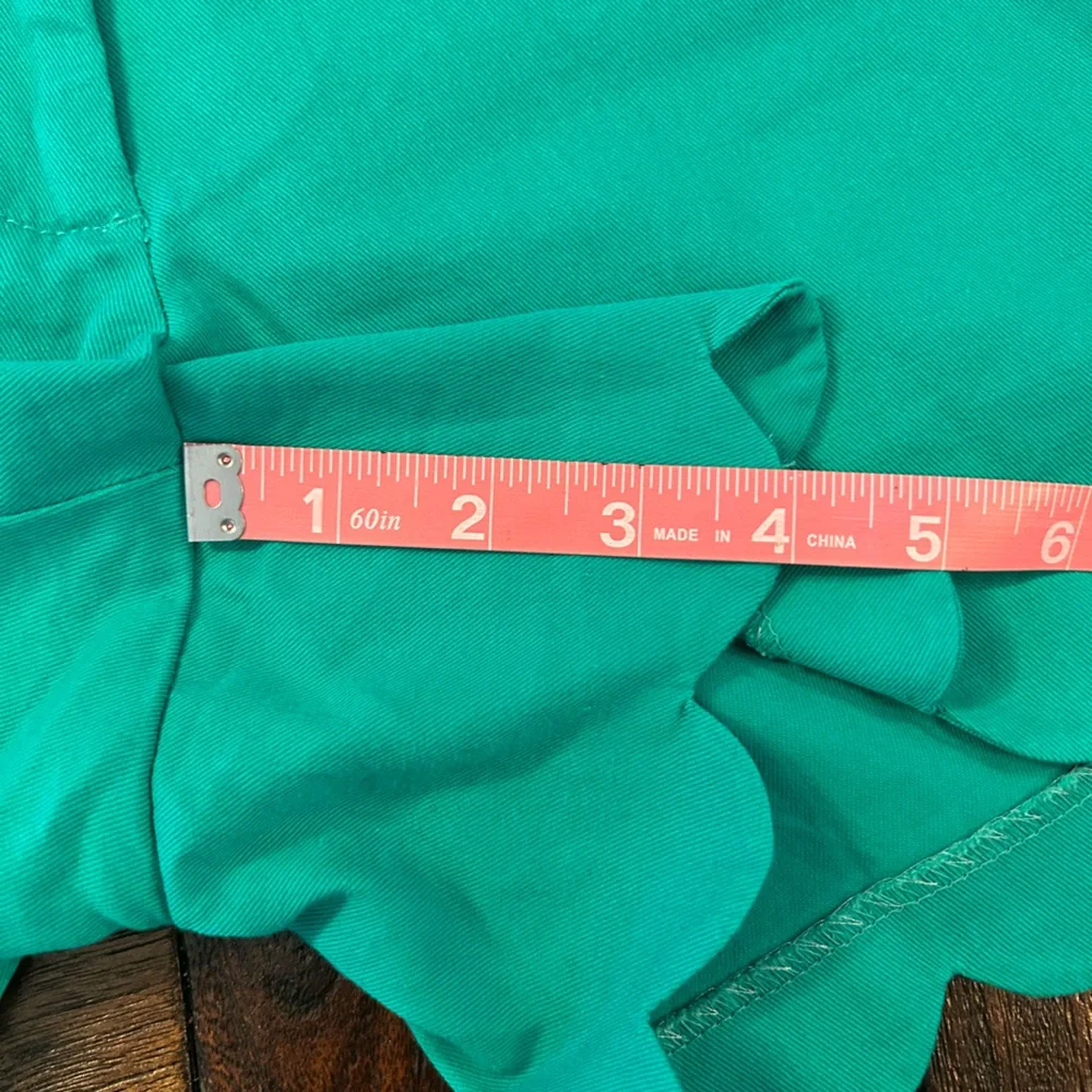 J. Crew Scalloped High Waist Shorts in Teal Green